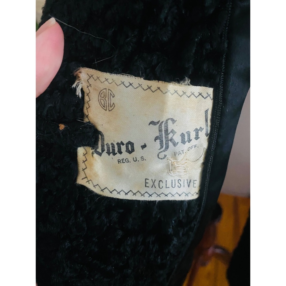 50 VTG Black Persian Lamb Fur Coat luxury old money rockabilly - Picture 10 of 12